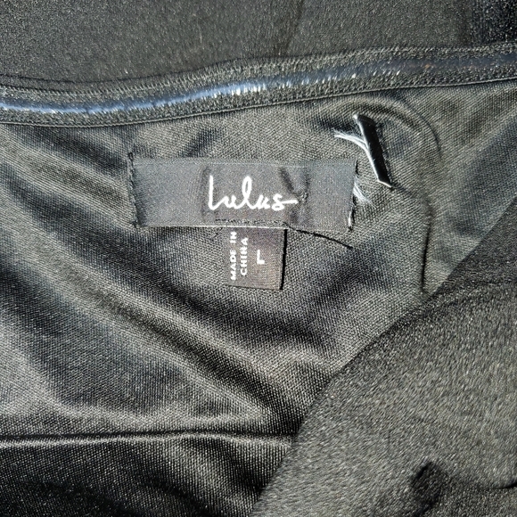 NWOT Lulus Elegant Indication Black Mesh Pearl One-Shoulder Midi Dress Sz L - Picture 6 of 15